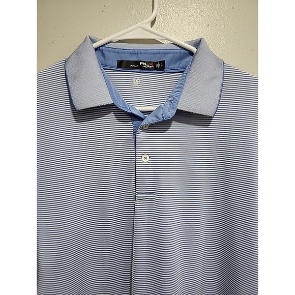 Ralph Lauren Other - Ralph Lauren RLX Wicking Golf Polo,‎ Mens L, Lt. Blue/White Striped Short Sleeve
